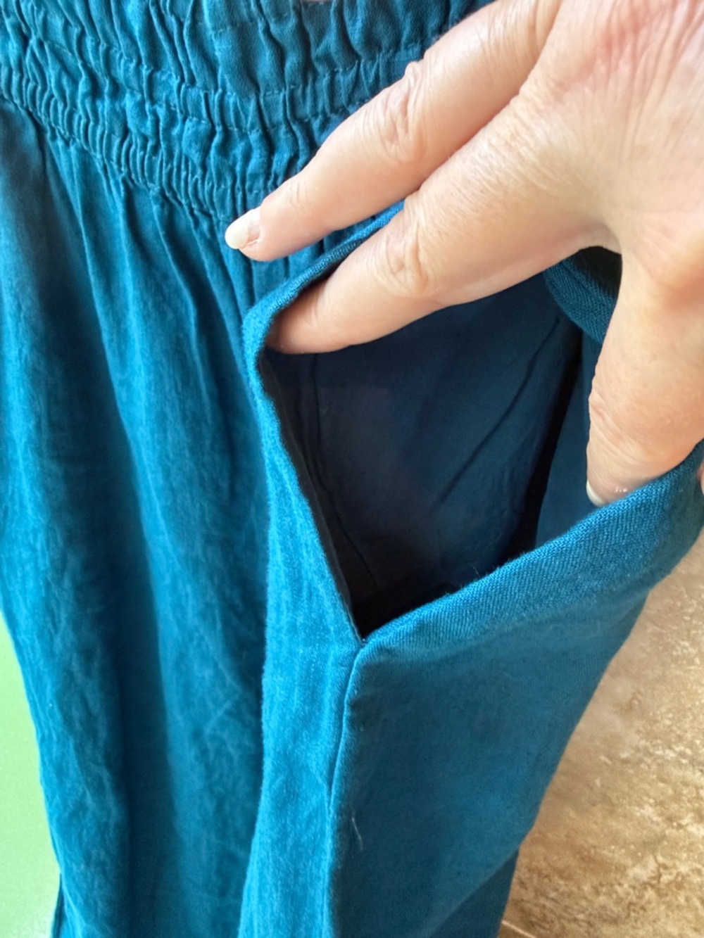 Somerset Linen Pants Anthropologie Pull-on Smocked Elastic Waist Pockets S NWT - Picture 9 of 16